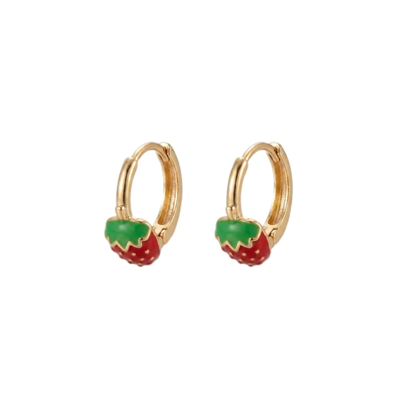 گوشواره حلقه ای زنانه ژوپینگ مدل توت فرنگی bah014