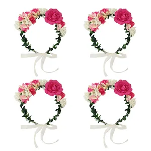 تاج مو دخترانه مدل شکوفه رز بسته چهار عددی