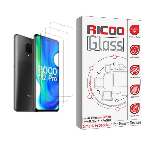 محافظ صفحه نمایش ریکو مدل Glass MIX003 مناسب برای گوشی موبایل شیائومی Poco M2 Pro بسته سه عددی