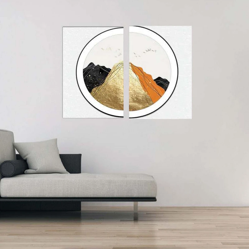 تابلو شاسی بکلیت طرح مدرن نیم دایره کوه مدل SH-1859 مجموعه 2 عددی