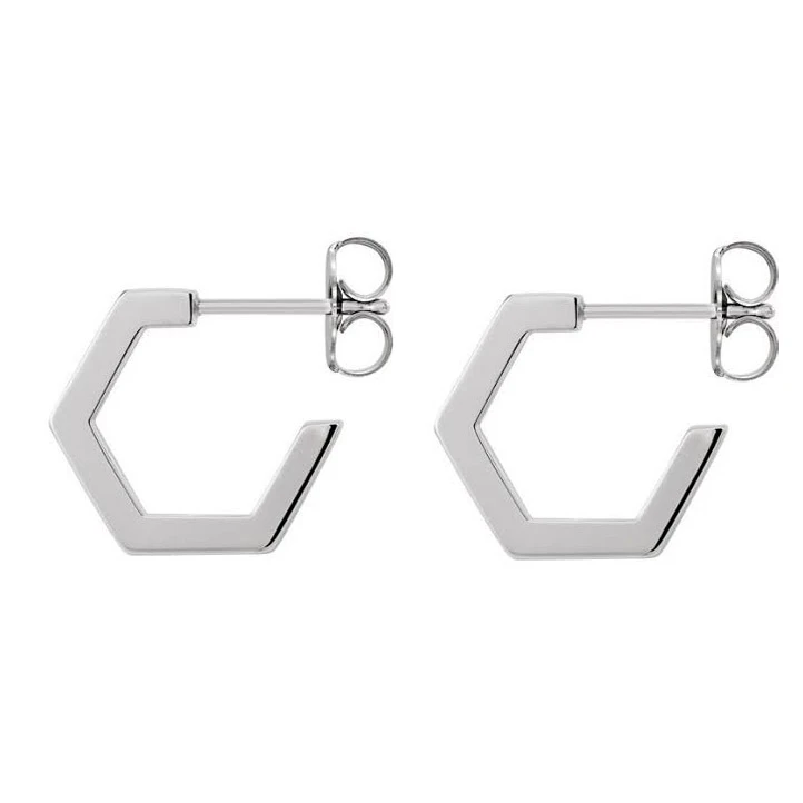 گوشواره حلقه‌ای نقره زنانه گیرا مدل Hexagon کد G0705