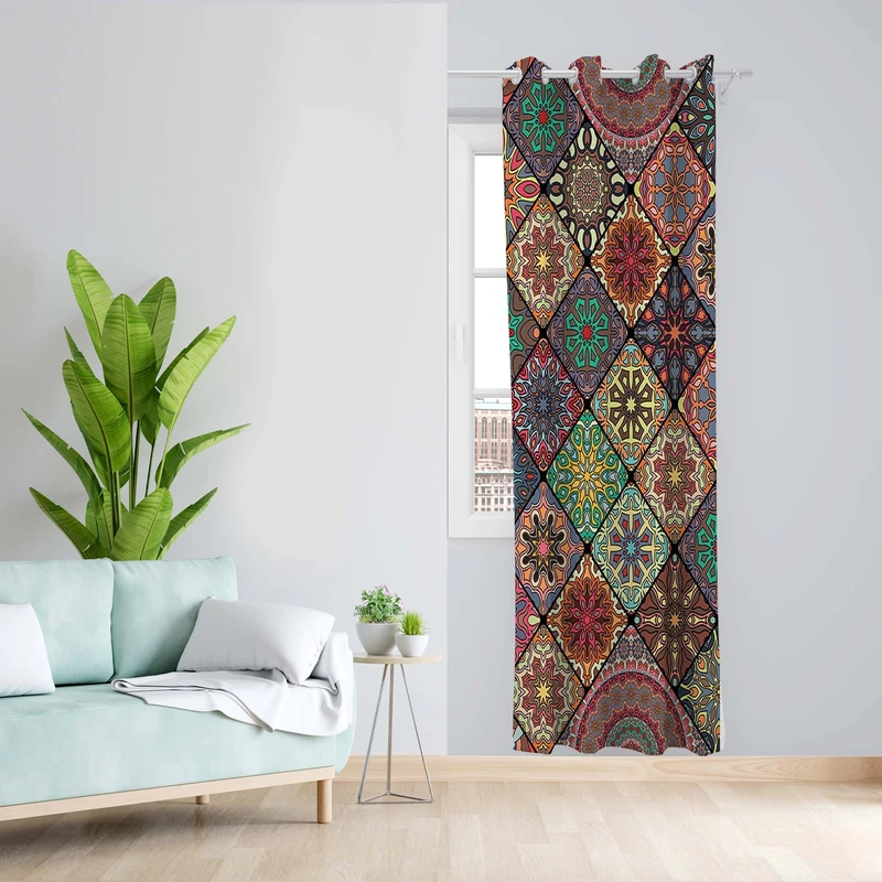 پرده طرح سنتی مدل مخمل پانچی کد 1573 z سایز 140x200 سانتی متر