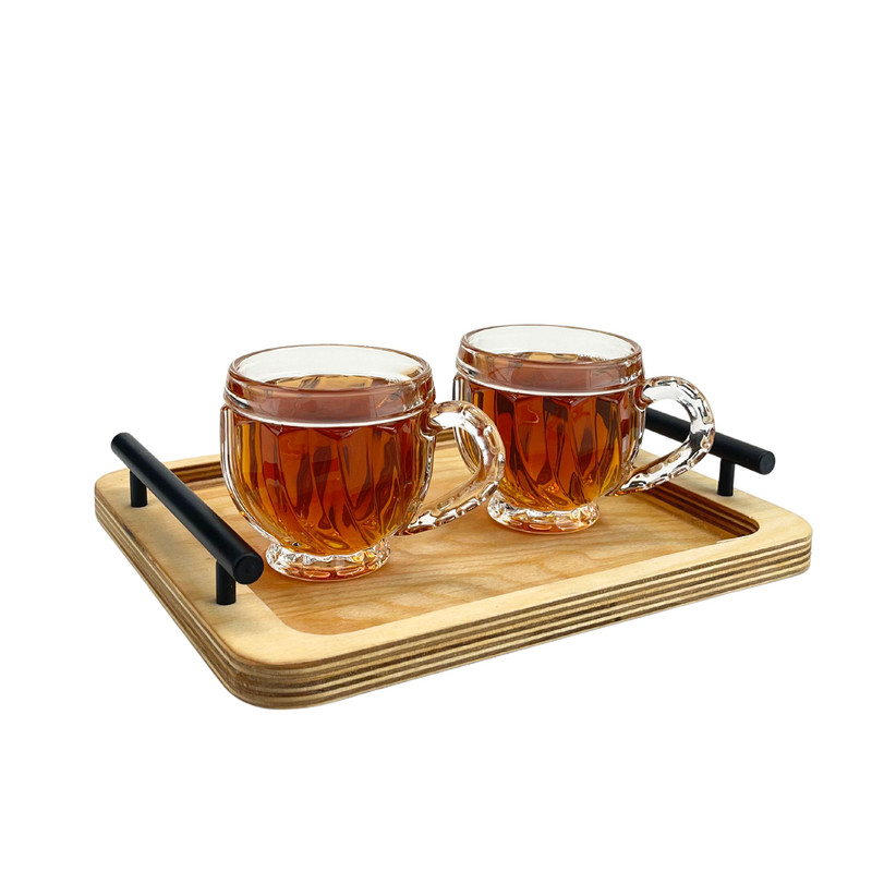 سینی مدل چوبی دسته فلزی کد SN10S مجموعه 2 عددی