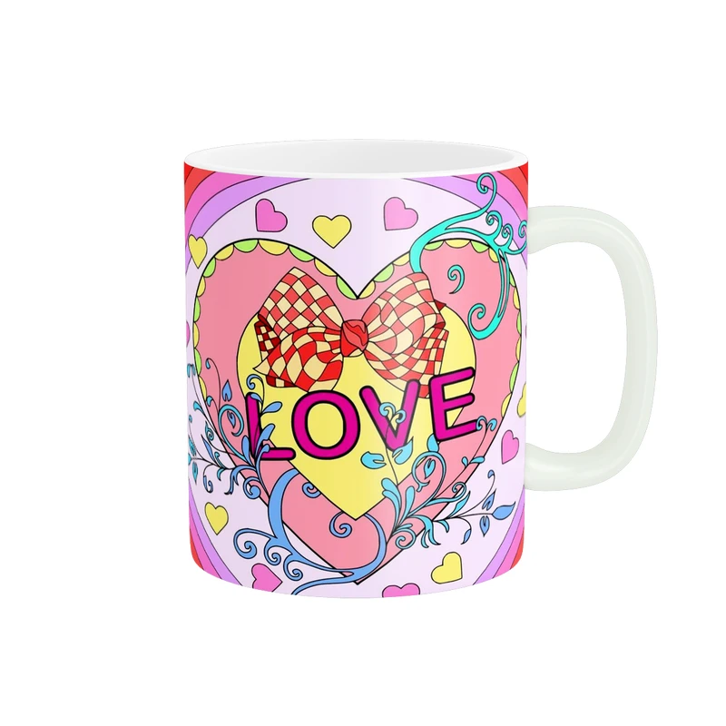 ماگ پادآفرین مدل عشق طرح قلب LOVE گل کد PM1576