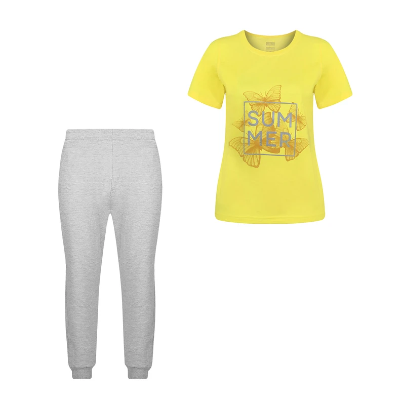 ست تی‌شرت آستین کوتاه و شلوار راحتی زنانه سیلکا مدل بهناز