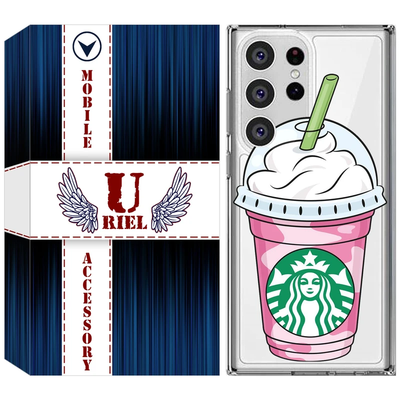 کاور یوریل مدل Clear کد 55 طرح استارباکس مناسب برای گوشی موبایل سامسونگ Galaxy S23 Ultra