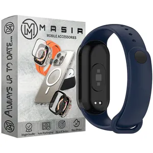 بند مسیر مدل Silicone Metal Belt مناسب برای ساعت هوشمند شیائومی Mi Band 9