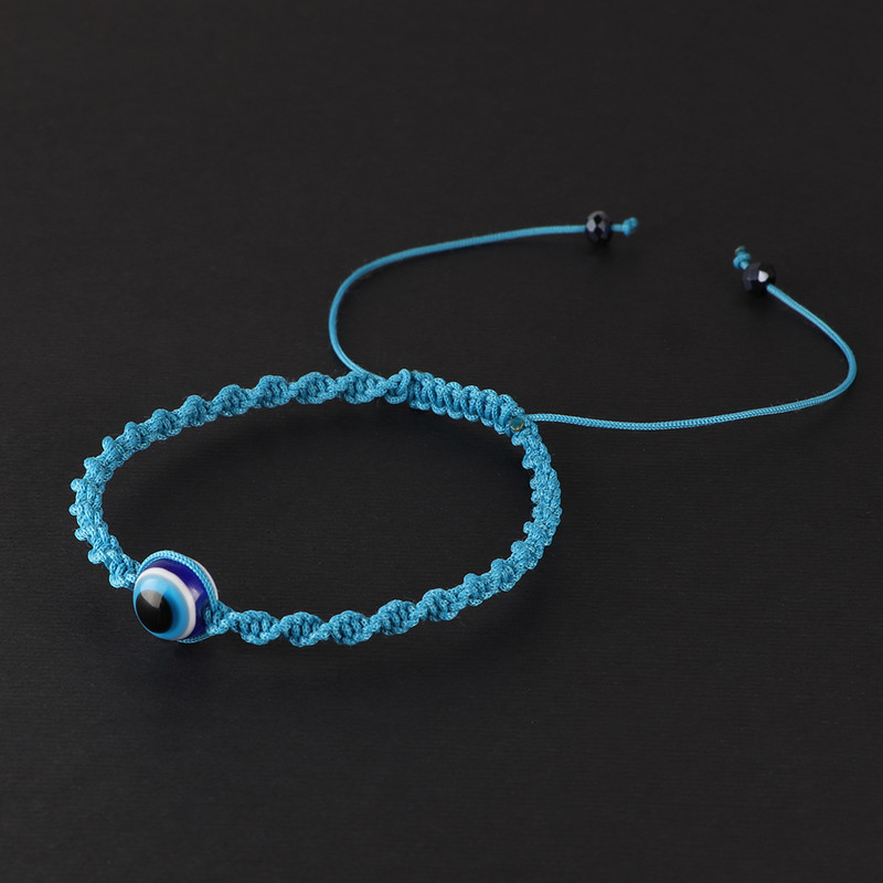 دستبند مدل بافت پیجی طرح چشم نظر کد ZA-CHP01