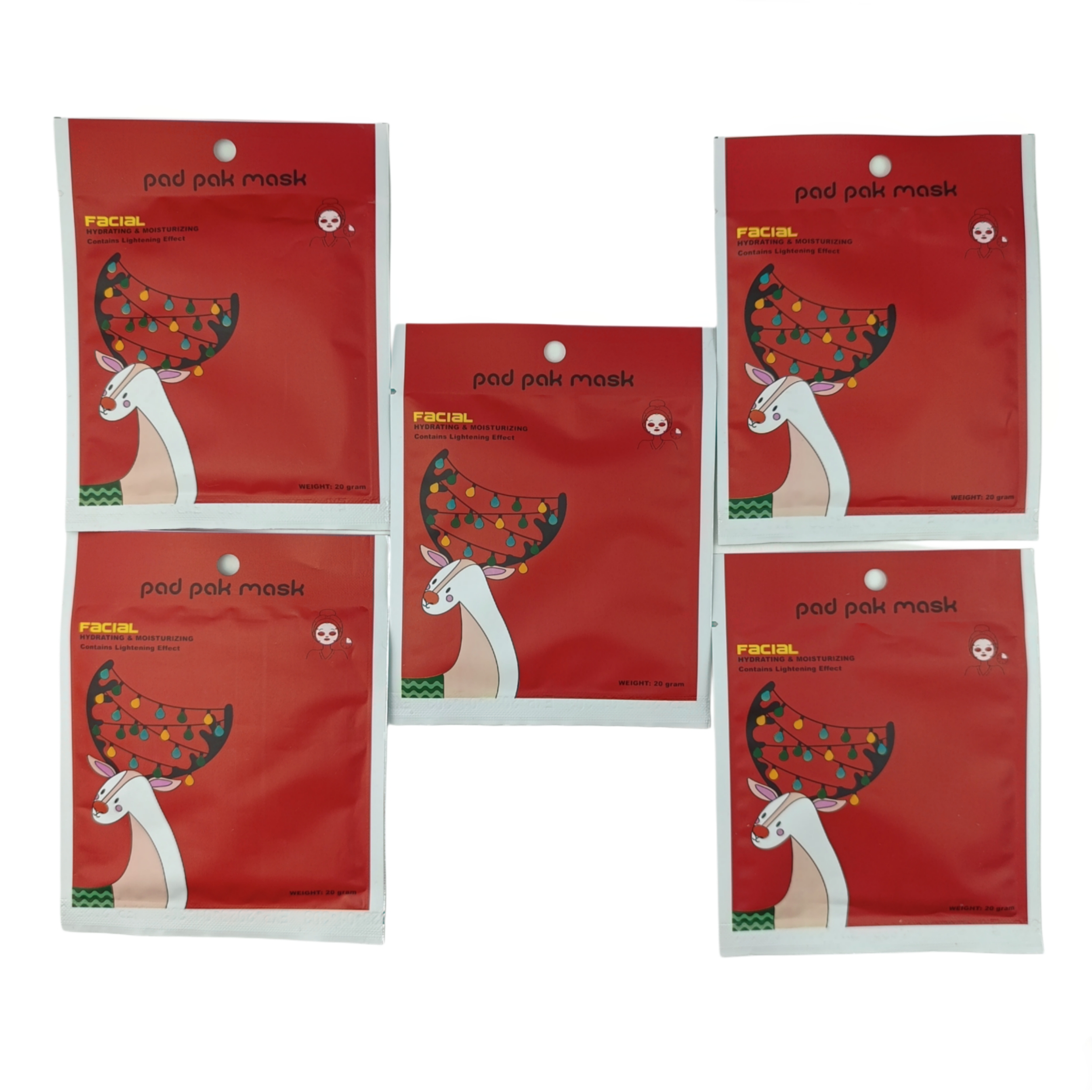ماسک صورت پد پاک مدل چای سبز عصاره چای سبز وزن 20 گرم بسته 5 عددی