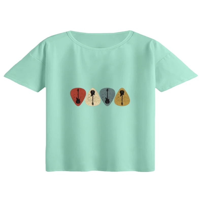 کراپ تی‌شرت آستین کوتاه زنانه مدل پیک گیتار