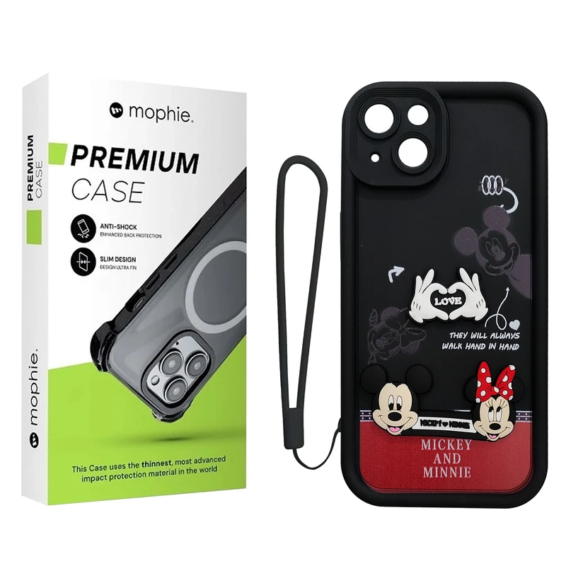 کاور موفی مدل Silicone Puffer Minni Mouse Strap مناسب برای گوشی موبایل اپل iPhone 13 به همراه بند
