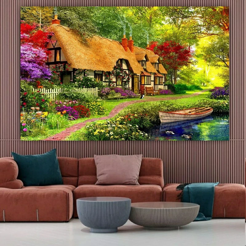 تابلو بوم طرح چرم مخمل مدل طبیعت بکر کد BM117