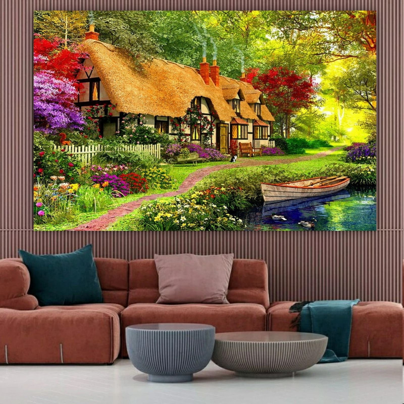 تابلو بوم طرح چرم مخمل مدل طبیعت بکر کد BM117