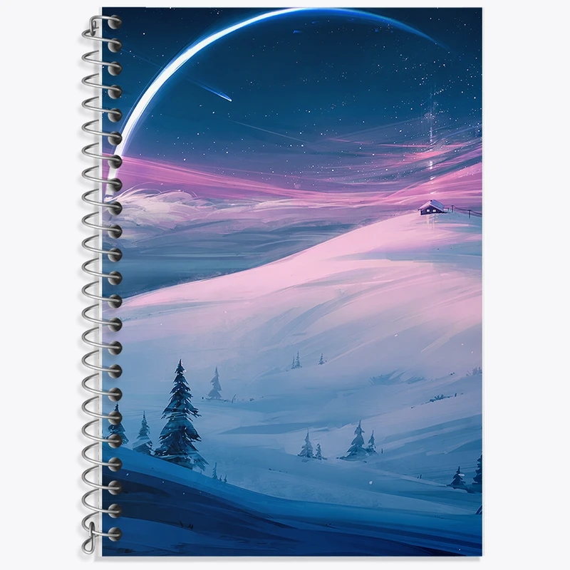 دفتر زبان 50 برگ خندالو مدل دو خط طرح منظره برفی کد F343