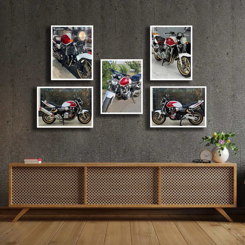 تابلو بکلیت مدل قاب شاسی اسطوره موتور سنگین مدل هوندا سی بی HONDA CB1300SF AUTOMAXX  کد W-MR-1105 فریم سفید مجموعه 5 عددی