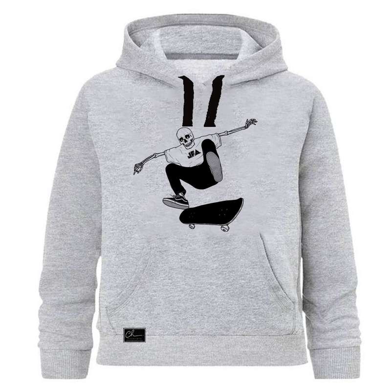  هودی پسرانه طرح اسکلت کد J42 رنگ طوسی