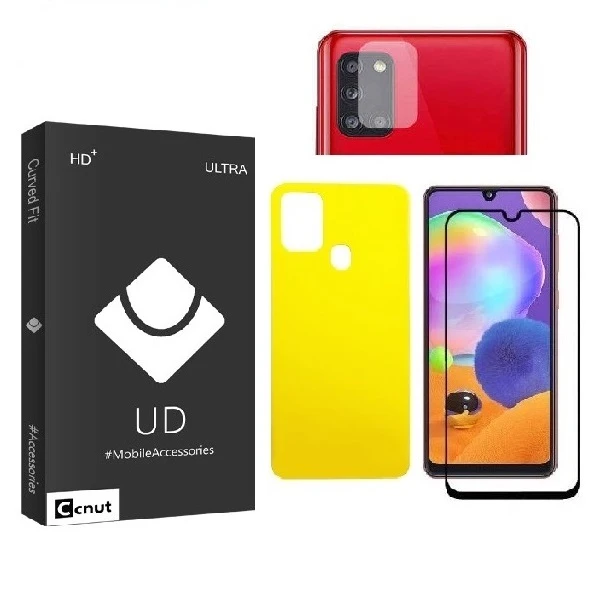 محافظ صفحه نمایش کوکونات مدل FUL مناسب برای گوشی موبایل سامسونگ Galaxy A21S به همراه محافظ پشت گوشی و محافظ لنز دوربین