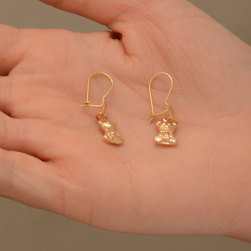 گوشواره طلا 18 عیار زنانه طلای مستجابی مدل تدی کد 1 - 2