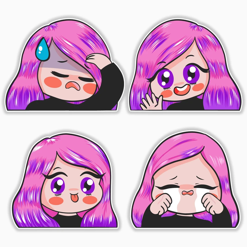 استیکر لپ تاپ و موبایل بووم طرح دختر کاوایی10 کد MM79 مجموعه 4 عددی