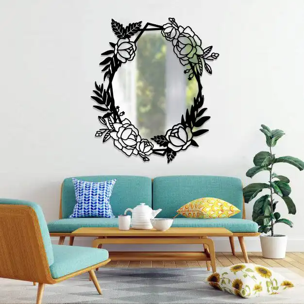 آینه پلکسی گلس طرح رینگ گل