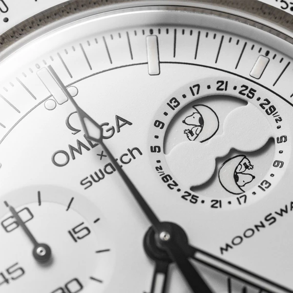 عکس شماره 3 : ساعت مچی عقربه-ای مکانیکی مدل omega x swatch mission to moonphase snoopy