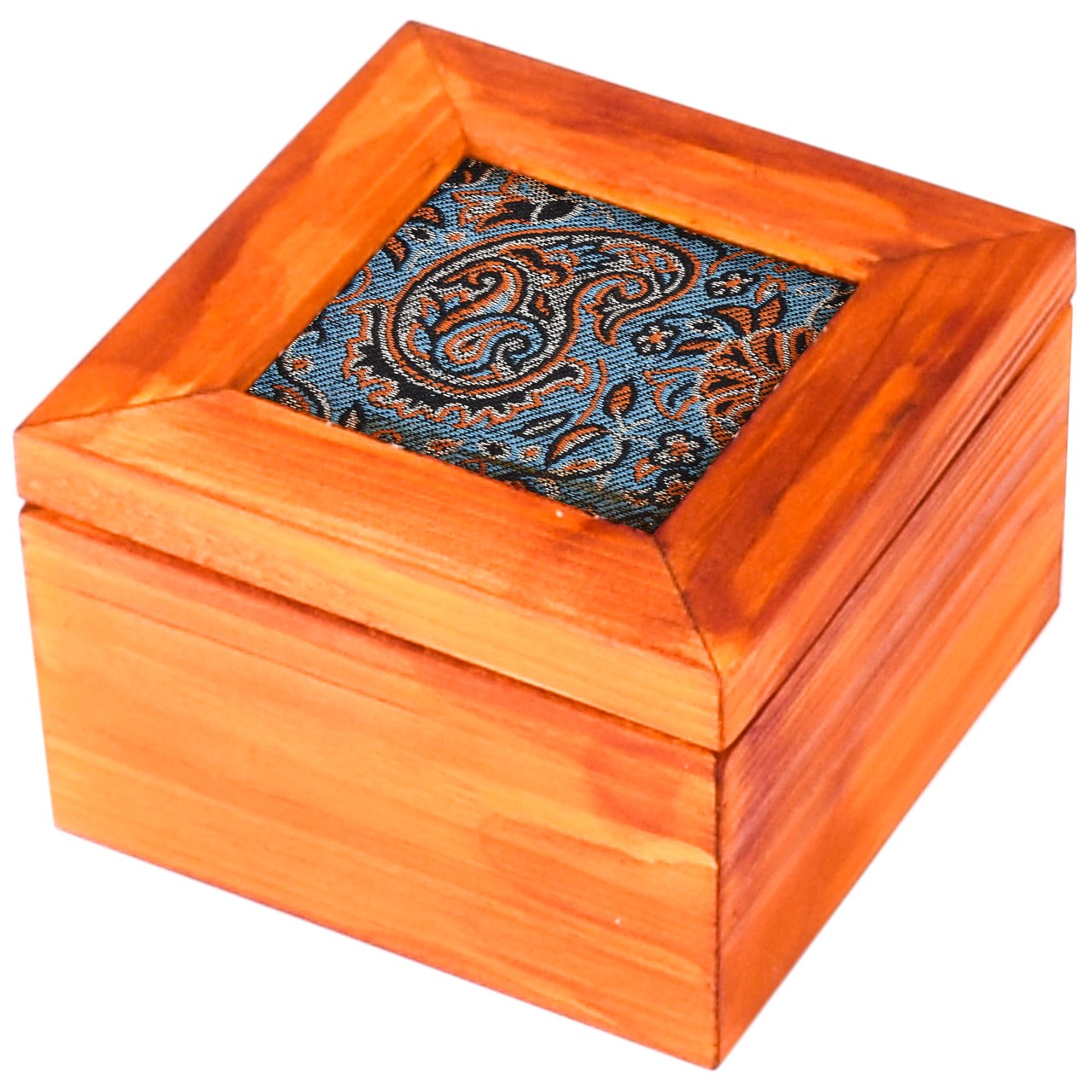 جعبه چوبی گروه هنری دست استودیو طرح ترمه مربع مدل 01-01 سایز کوچک