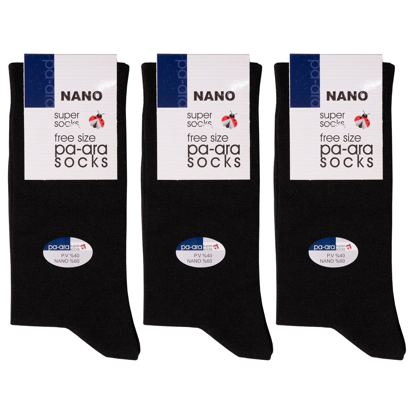 جوراب مردانه پاآرا مدل نانو 60 کد 6009 بسته 3 عددی -  - 1