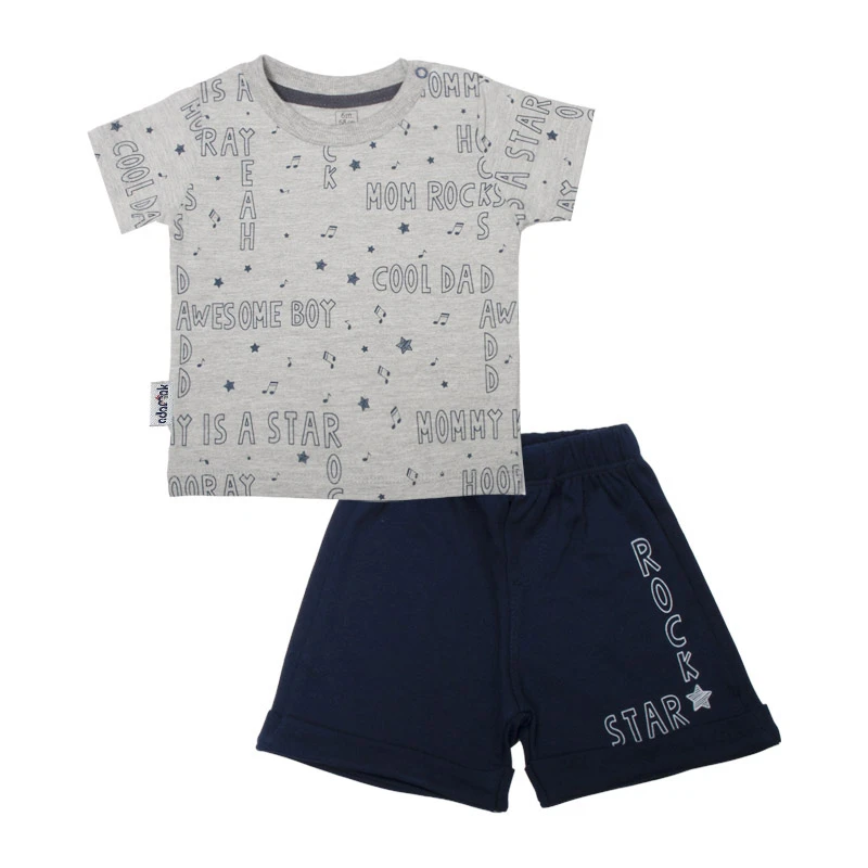 ست تی شرت و شلوارک نوزادی آدمک مدل تمام چاپ کد 160004