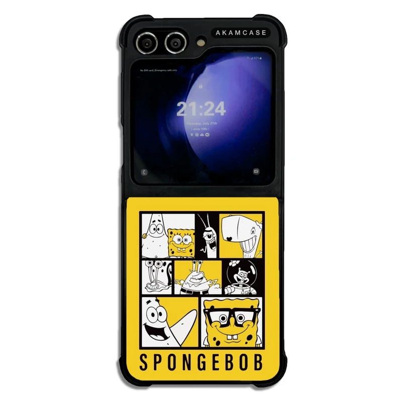 کاور آکام مدل AMC-WSGZFLIP5-SPONGE BOB3 مناسب برای گوشی موبایل سامسونگ Galaxy Z Flip 5