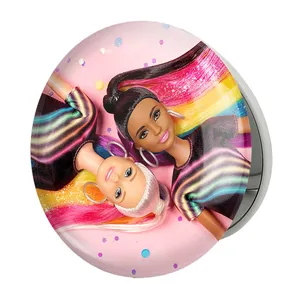 آینه جیبی خندالو طرح عروسک باربی مدل تاشو کد 24646 