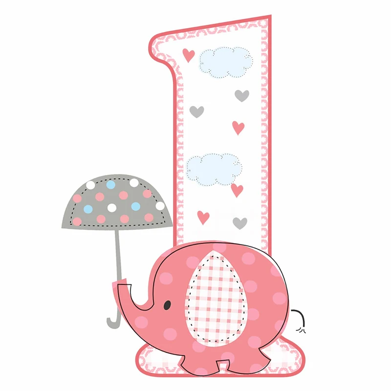  استند رومیزی تولد مدل عدد 1 طرح فیل دخترانه کد 1051