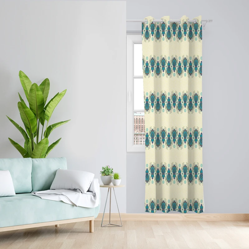 پرده طرح سنتی مدل مخمل پانچی کد  L117Z سایز 140x200 سانتی متر