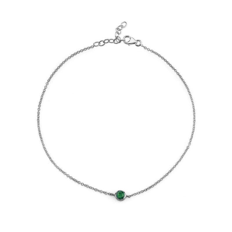 پابند نقره زنانه مدل تک نگین زمرد