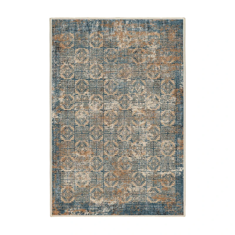 فرش ماشینی 1000 شانه اورکوم زمینه سبز حاشیه کرم طرح مینیمال ترنم کد OR.1123.01