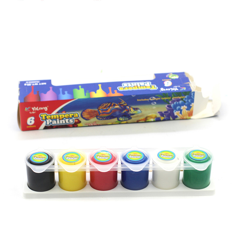 گواش 6 رنگ یالونگ مدل Tempera به همراه قلم مو گواش 6 رنگ یالونگ مدل Tempera به همراه قلم مو
