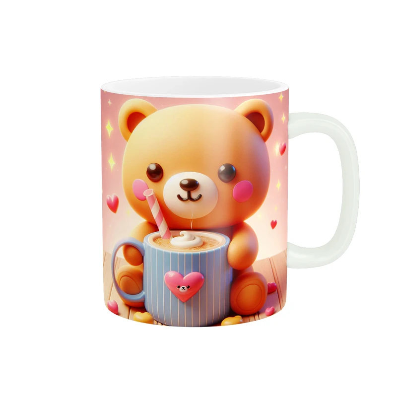 ماگ پاد آفرین طرح خرس کارتونی مدل فنجون قهوه کد 969