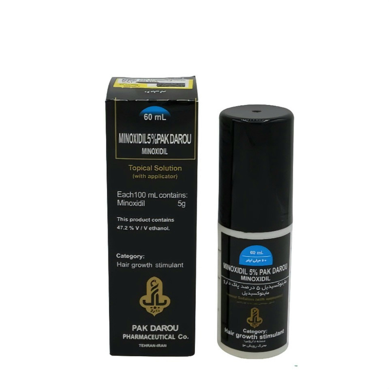 لوسیون مو پاک دارو مدل ماینوکسیدیل 5 درصد حجم 60 میلی لیتر بسته 2 عددی
