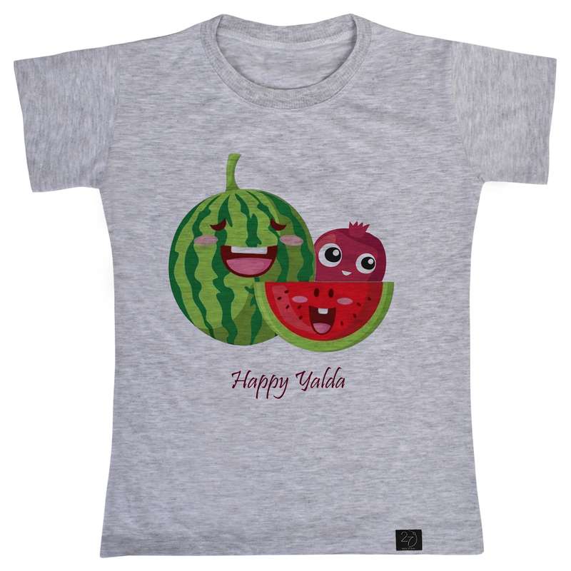 تی شرت آستین کوتاه دخترانه 27 مدل HAPPY YALDA کد W50