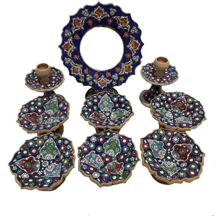 ست 9 تکه هفت سین سفالی میناکاری کد 801