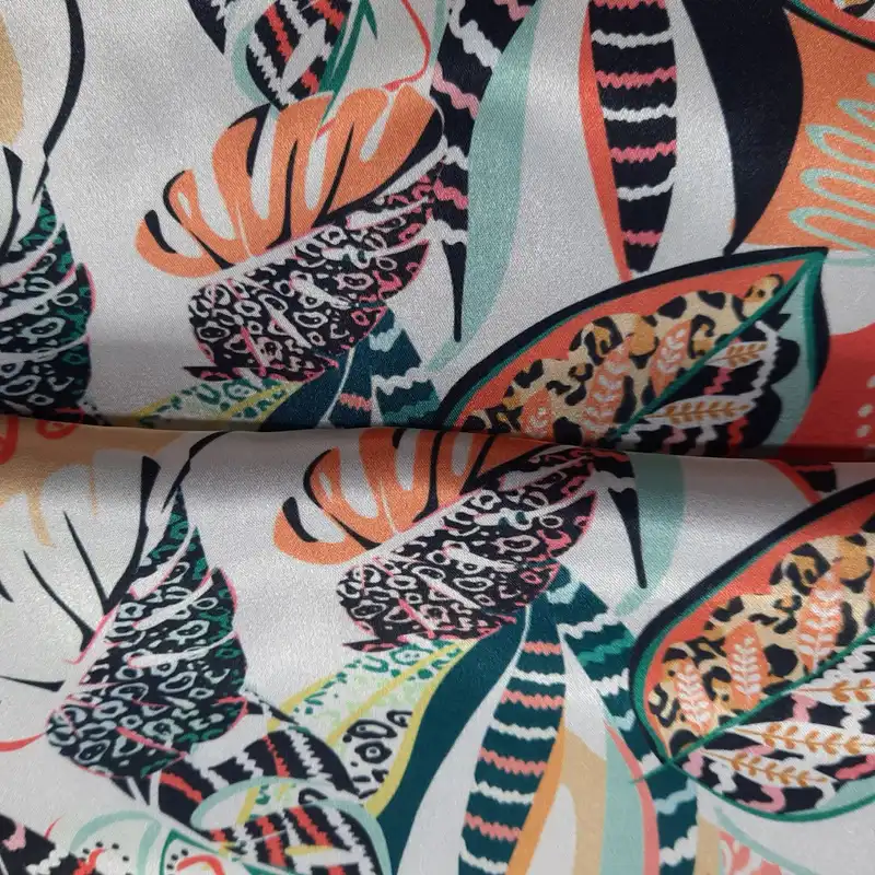 پارچه لباس مدل ساتن ابریشم طرح برگ