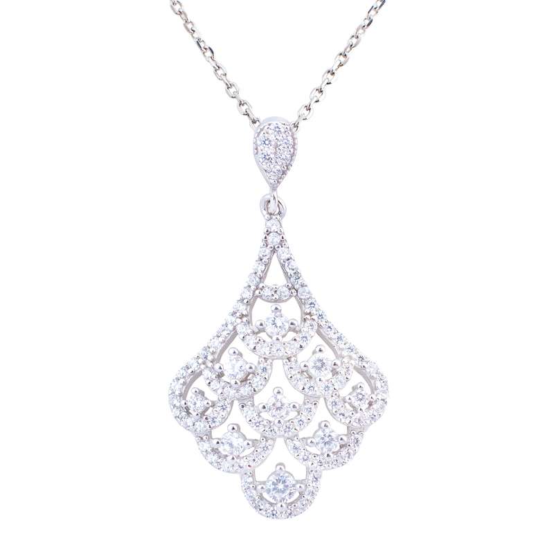 گردنبند نقره زنانه مدل خوشه الماس AMT_M056