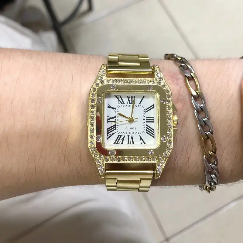 ساعت مچی عقربه ای زنانه مدل دور نگین بند فلزی کد ۲