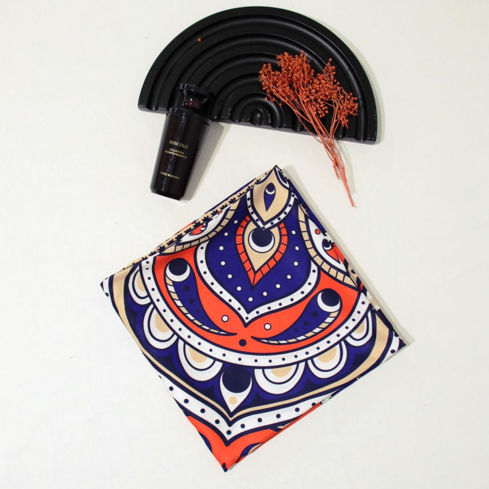 روسری زنانه مدل ابریشم توییل قواره 90 طرح بته جقه کد ana-2931 -  - 6