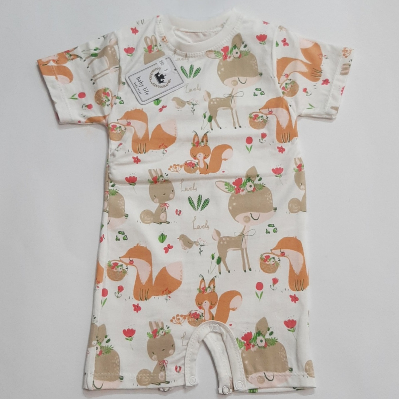 سرهمی نوزادی مدل رامپر طرح روباه و خرگوش