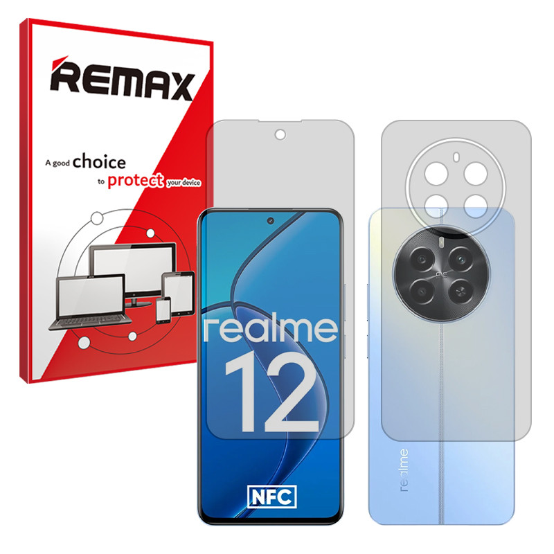 محافظ صفحه نمایش مات ریمکس مدل Resistant مناسب برای گوشی موبایل ریملی 12 4G به همراه محافظ پشت گوشی