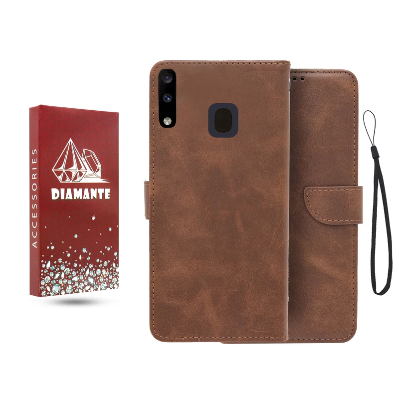 کیف کلاسوری دیامانته مدل جاکارتی بنددار مناسب برای گوشی موبایل سامسونگ Galaxy A30 به همراه بند آویز