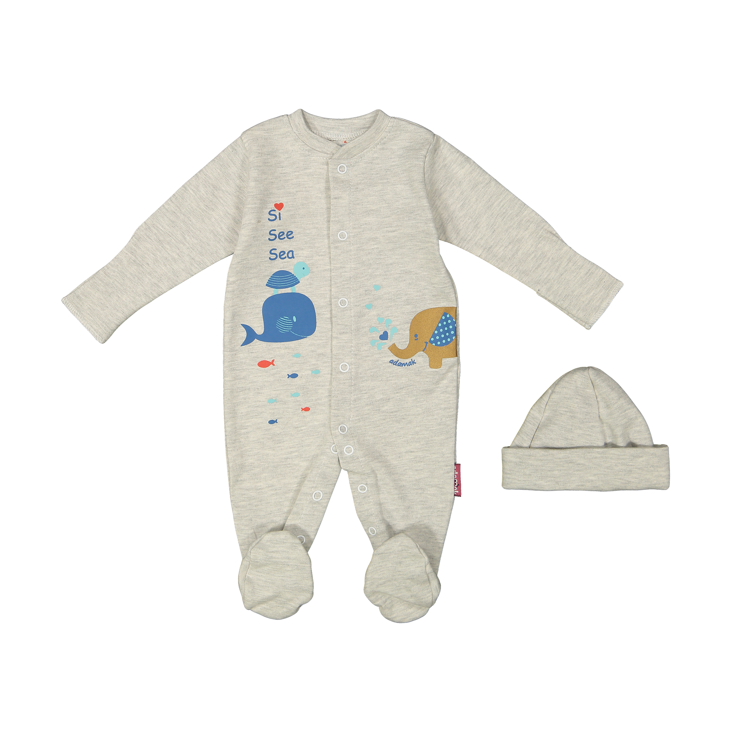 ست سرهمی و کلاه نوزادی آدمک مدل 2171141-93