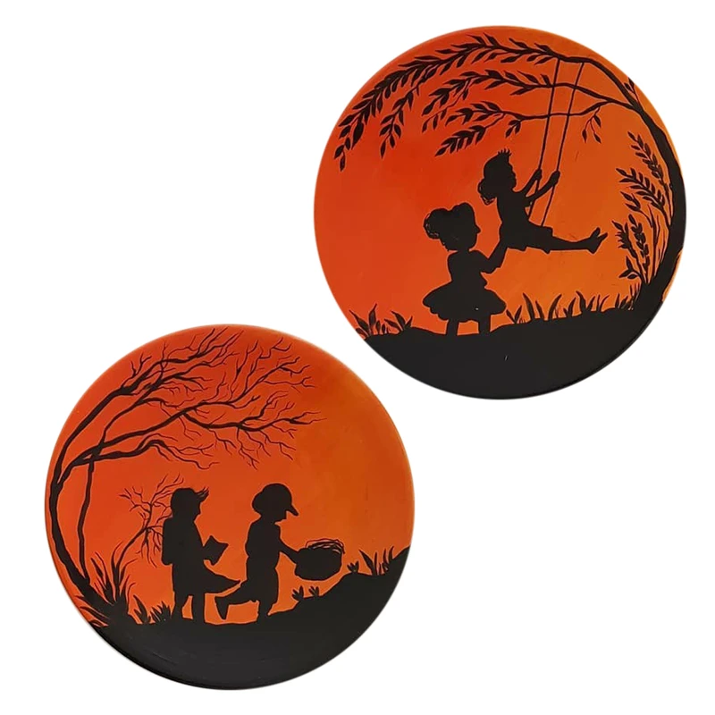  بشقاب دیوارکوب سفالی کد D117-A مجموعه 2 عددی