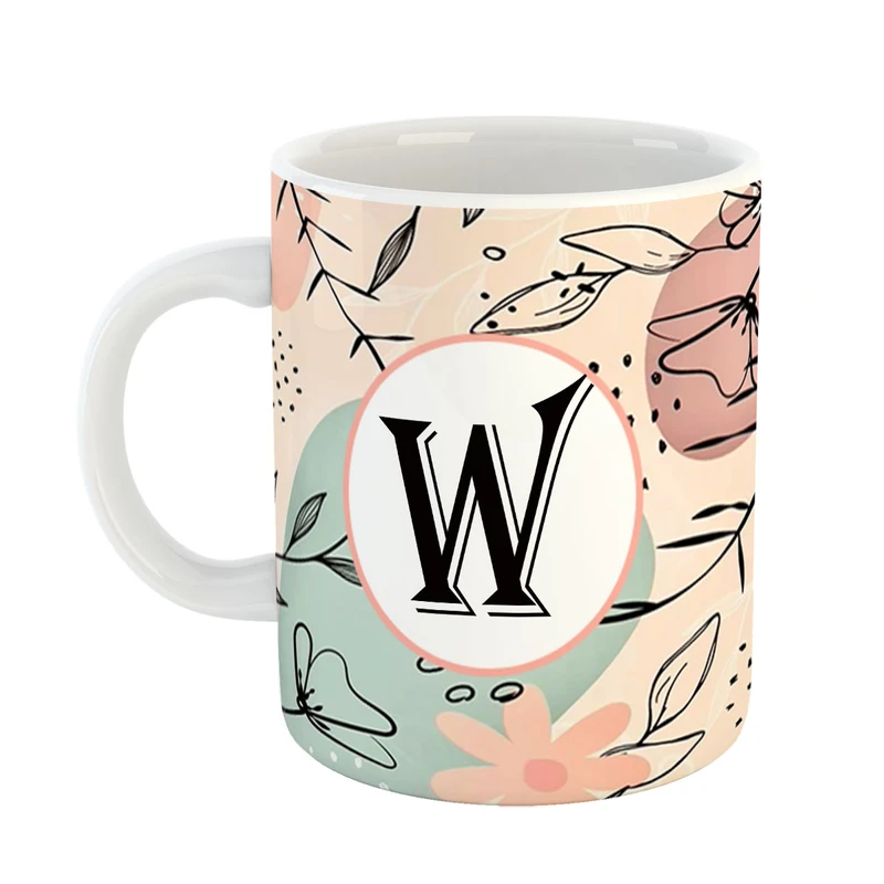 ماگ پادآفرین مدل فانتزی طرح حرف W کد 34