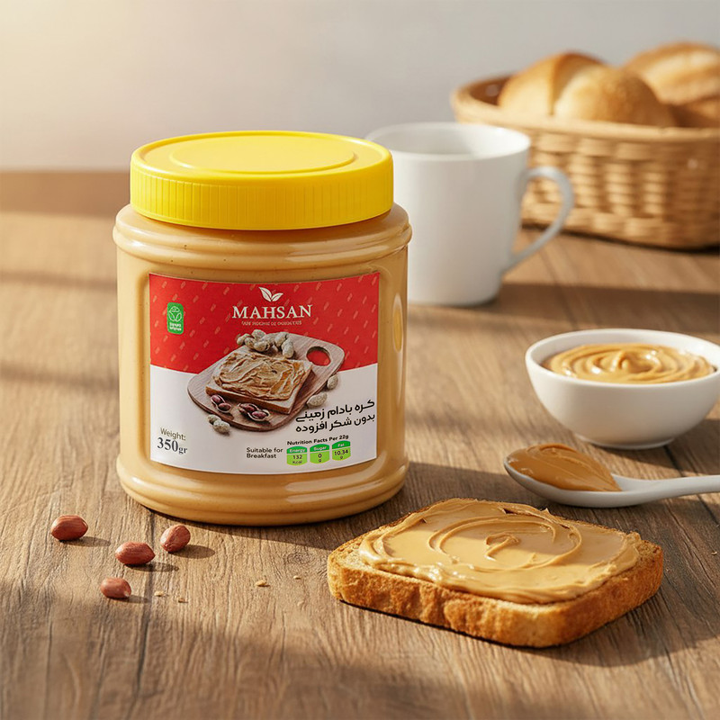 کره بادام زمینی بدون شکر و نمک افزوده مهسان - 350 گرم